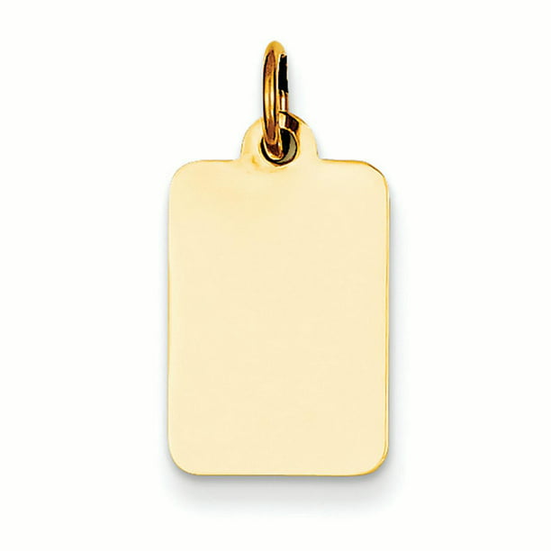0.94 in x 0.39 in Jewel Tie 14K Yellow Gold Plain .011 Gauge Rectangular Engravable Disc Charm 